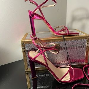 Metallic pink Nine West high heel sandals size 9 (New) Shirt sold sep